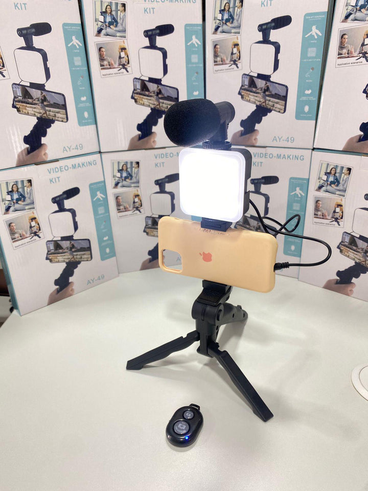 🛒 KIT TRÍPODE CON MICRÓFONO – Profesional para Celular y Cámara