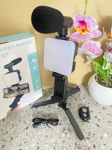 🛒 KIT TRÍPODE CON MICRÓFONO – Profesional para Celular y Cámara