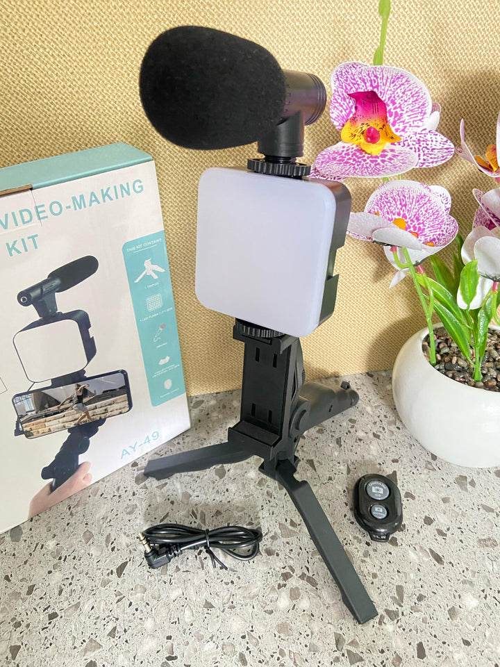 🛒 KIT TRÍPODE CON MICRÓFONO – Profesional para Celular y Cámara