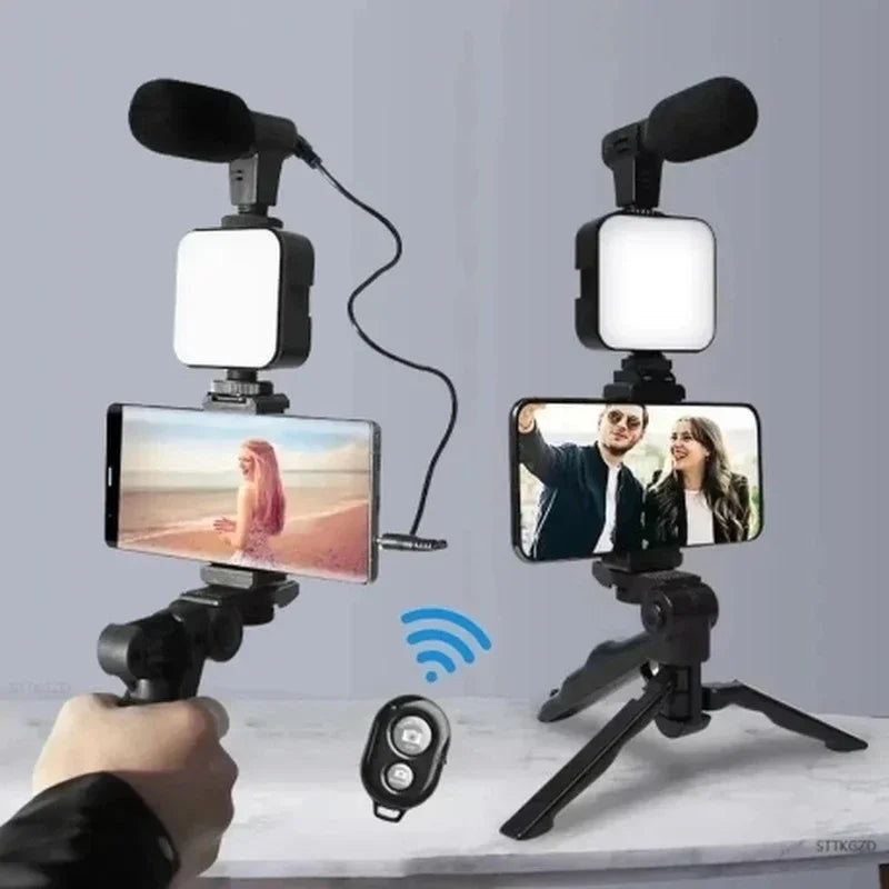 🛒 KIT TRÍPODE CON MICRÓFONO – Profesional para Celular y Cámara